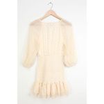 Lulus ✨All The Cheers Cream and Gold Dotted Smocked Mini Sz Medium Dress ✨ Photo 5