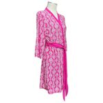 Laura Ashley  Short Robe with Belt Pink White Floral Medium Photo 4
