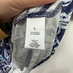 LOGO By Lori Goldstein LOGO Lori Goldstein Top L Blue White Botanical Print Resort Artsy Boho Pockets Photo 3