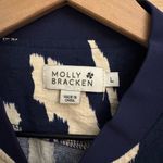 Molly Bracken  Size Large Navy Cream Bomber Jacket Photo 7