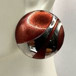 Laurel Burch red and silver tone circle post earrings Photo 2