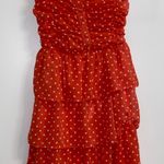 Forever 21 PRE OWNED  Red/White Ruffled Polka Dot Strapless Mini Dress Photo 0