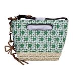 Lucky Brand  Azon Leather/Raffia Crossbody Bag Green Tan NEW Photo 4