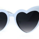 White Heart Shape Cat‎ Eye Plastic Groovy Sunglasses Photo 0