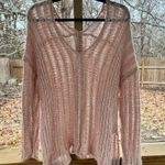 ASTR The Label Pink Open Knit V-Neck Sweater Size S Photo 0
