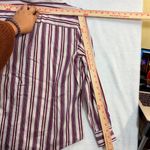 Chico's  2M Bordeaux Striped Purple Buttoned Top Stretch Preppy Office Work Brunch Photo 6