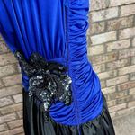 formal dress Vintage sequins ruched bodice swing skirt blue black Size 6 Photo 7