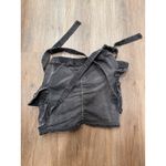 Micas  Black Denim Cargo Utility Suspender Crop Top Vest Women's Size M Photo 2