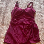 Elegant Burgundy swim Dress with Bow Detail Red Size L Photo 0