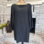 Elizabeth and James  Black Silk Long Sleeve Boat Neck Shift Dress Size M chiffon Photo 2