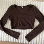 Garage  Chocolate Brown Long Sleeve Crop Top Photo 0