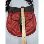 B. MAKOWSKY Purse‎ Crossbody Red Brown Pebbled Leather Shoulder Handbag Buckled Photo 11
