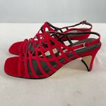 Sam & Libby Vintage  Square Toe Strappy Heeled‎ Sandals in Red Size 6.5 Photo 1