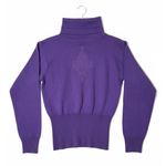 Vintage Snuggler Ski Wear Purple Wool Blend Turtleneck Sweater Size S Embroidery Photo 0