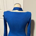 Ashley Stewart  Sweater  blue ribbed rhinestones braid cutout pullover Size 14/16 Photo 3