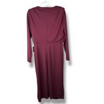 EXPRESS NEW Burgundy Long Sleeve Ruched Crewneck Midi Sheath Dress Medium Photo 5
