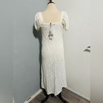 ZARA  Oyster White Jacquard Knit Squared Neck Summer Boho Midi Lined Dress Sz S Photo 11