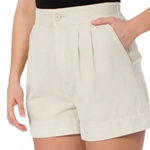 Joie  Women XL Front Pleated Linen Blend Cuff Chino Khaki Shorts Casual Preppy Photo 0