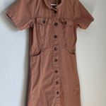 Brown Mini Dress with Mandarin Collar and Short Sleeves Photo 2
