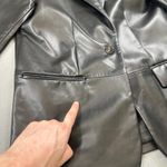 ZARA  Womens Black Faux Leather Blazer Jacket S Single Button Front Outerwear Photo 10