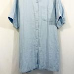 Man in the Studio 100% Linen Lagenlook Button Down Shirt Dress in Blue Size M Photo 2