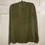 ZARA  Basic Chiffon Blouse‎ Women's Size Large Green Military Style Long Sleeves Photo 2
