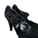 Nine West Womens Open Toed Platform Shoes Black Suede Pumps Size 9.5 M u Photo 0