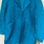 Chico's Vibrant Teal Blue Textured Jacket Blazer Tunic Sz 2 -L 12 Photo 7