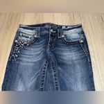 Miss Me  signature capri crop cropped denim Women's Blue Embellished Jeans Photo 2