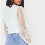 Pretty Little Thing NWT  organza sleeve sweater mint 4 Photo 1