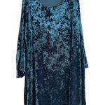 Cato Velvet Tent Dress Green Blue SZ 22/24W Long Bell Sleeve Boho Slinky Flowy Photo 0