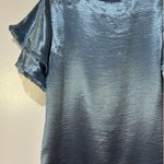 S'EDGE Easton Dress Metallic Blue Sateen Size Small NWT Tiered Short Sleeves Photo 10