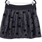 Vila Black Polka Dot Mini Skirt Size Medium Black Velvet Polka Dot Flirty Skirt Photo 0