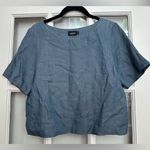 Kate Spade  Saturday Classic Smokey Blue Linen Blend Blouse Size XS Photo 7