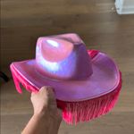 Vibrant Pink Western Hat with Fringe Trim Photo 8