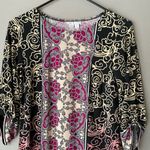 London Times sz 4 pink black paisley boho mini shift dress Photo 1