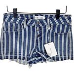 Cello Denim Shorts Womens Sz S Blue White Striped Raw Hem Button Fly 2.5" Inseam Photo 0