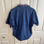 Starfire denim short sleeve embroidered floral button size 10 Blue Photo 6