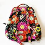Vera Bradley Iconic Campus Backpack Ziggy Zinnia Black Quilted Floral School Photo 1