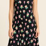 Vintage 90s 1990s Black floral slip dress medium lingerie negligee Photo 0