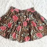 90’s Cheetah Print & Roses Tiered Skirt Brown Size M Photo 0