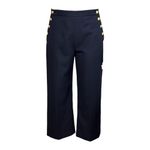 Sézane  Marino Wool-Blend Wide Leg Cropped Pants, Navy, FR46/US14 Photo 9