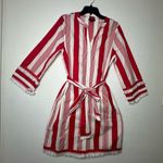 J.Crew  Belted Poplin Tunic
Dress Red White Striped Fringe
Trim Size 10 Photo 0