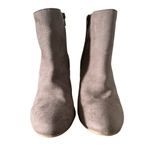 Report Sierra Faux Suede Leather Floral Embroidered Side Zip Block Heel Booties Gray Size 9 Photo 3