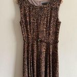 Jessica Howard  Dress 12 Belt Midi Brown Leopard Print Sleeveless Back Zip Career Photo 0