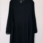 Quince Chiffon Pleated Long Sleeve Mini Dress in Black Size Small Photo 3