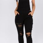 American Bazi Black Distressed Overalls Photo 0