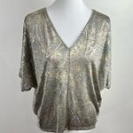 White House | Black Market Metallic Dolman Sleeve V-Neck Top Size M Casual Dressy Photo 0