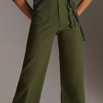 Anthropologie  Maeve Colette Wide Leg High Rise Pants Green Photo 0