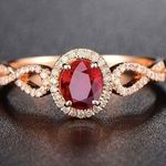 14K Rose Gold Plated Adjustable Birthstone Red Crystal Ruby Ring for Women Photo 0